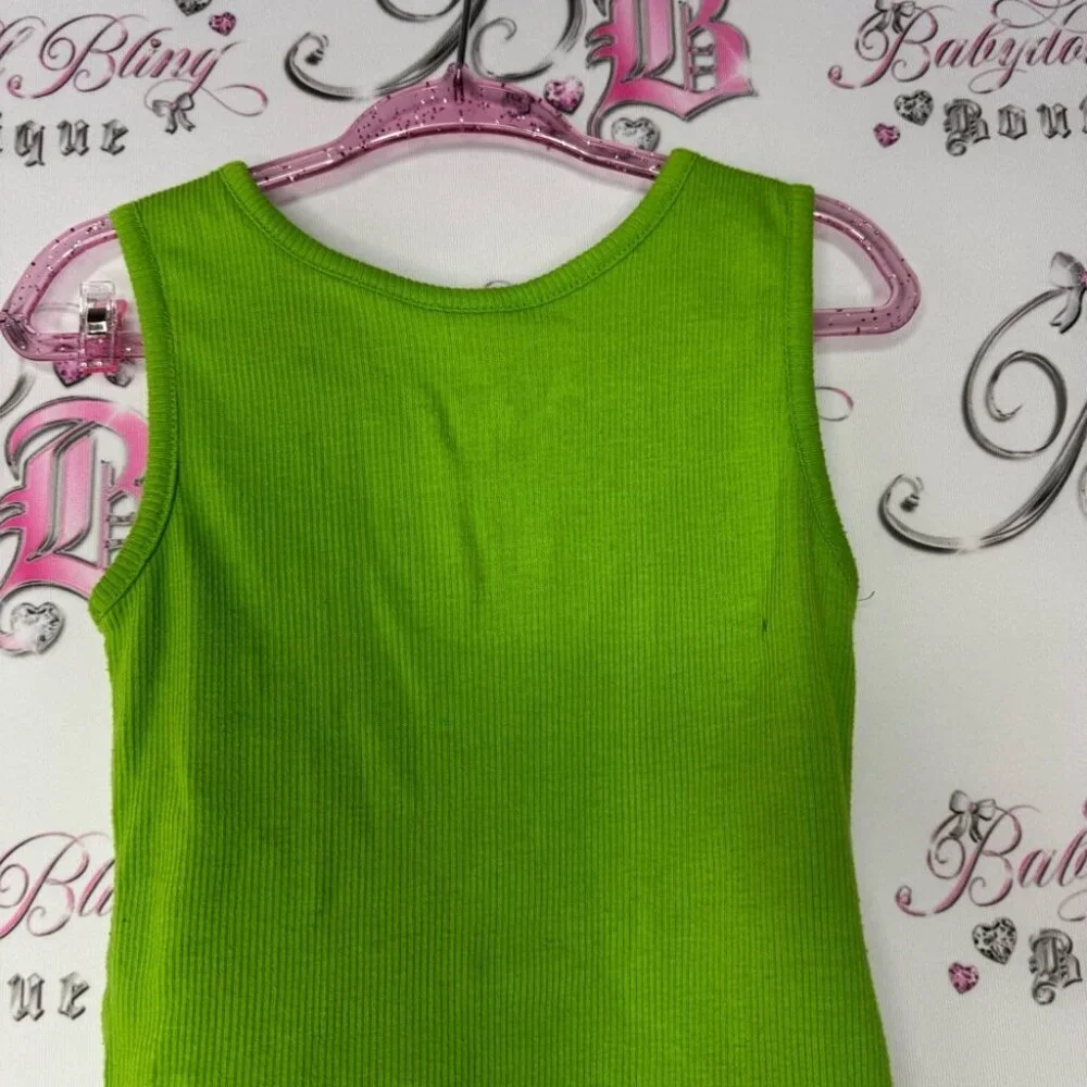 Disney tinkerbell tank top ruffle frill bottom sparkly decal fairy sweet y2k